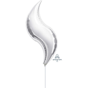 Silver Curve Mini Shape Foil Balloon 25cm x 71cm Each