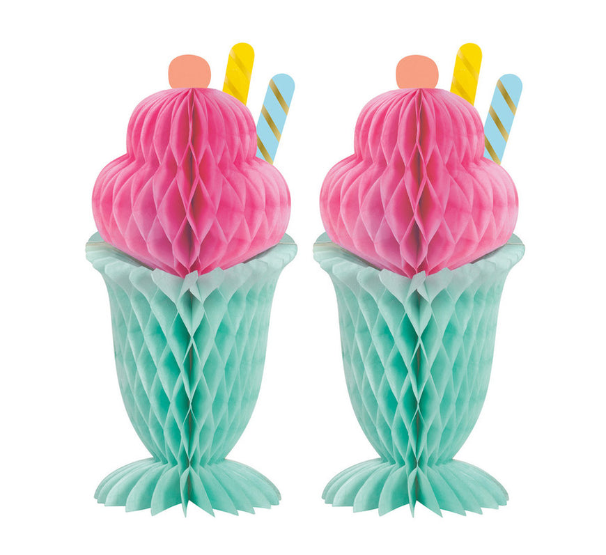 Pastel Ice Cream Honeycomb Decorations 27.9cm 2pk