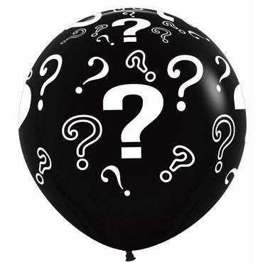 He or She Question Marks Fashion Black Latex Balloons 90cm 2pk