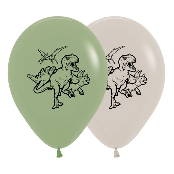 Dinosaurs Fashion Eucalyptus & White Sand Latex Balloons 30cm 25pk