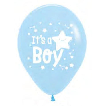 It's a Boy Star Pastel Matte Blue Latex Balloons 30cm 25pk