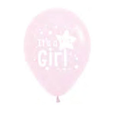 It's a Girl Star Pastel Matte Pink Latex Balloons 30cm 25pk