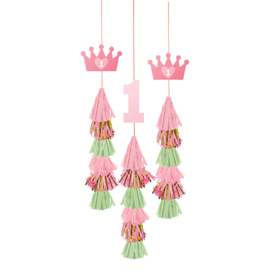 1st Birthday Girl Dangle Tassel Decorations 1.9m 3pk