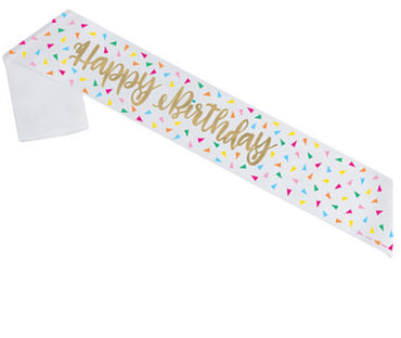 Bright Triangle Birthday Gold Foil "Happy Birthday" Sash Each