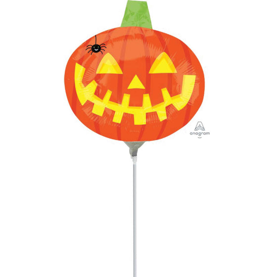 Pumpkin With Spider Mini Shape Foil Balloon Each