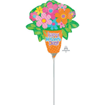 Happy Mother's Day Bright Flowers Mini Shape Foil Balloon Each