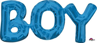 Blue BOY Phrases Foil Balloons 55cm x 25cm Each