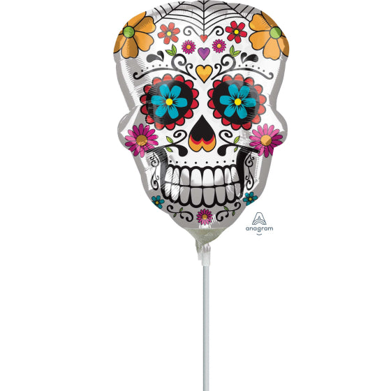 Day of the Dead Sugar Skull Mini Shape Foil Balloon Each