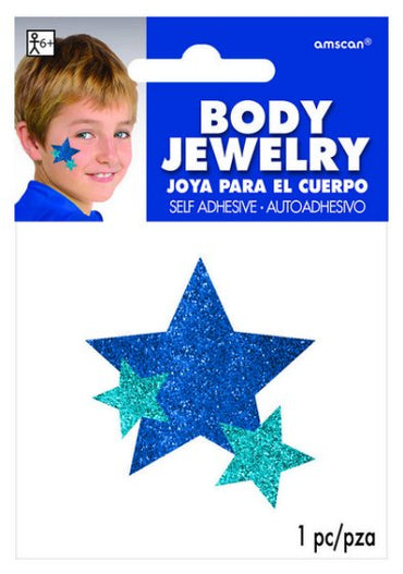 Blue Glitter Star Body Jewelry Team Spirit 12.7cm x 8.8cm Each