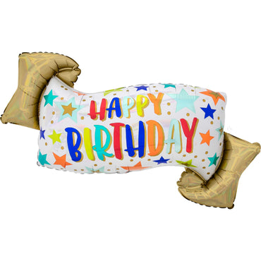 Iridescent Birthday Banner SuperShape Foil Balloon 60cm x 88cm Each