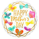 Happy Mother's Day Butterflies & Gold Trim Foil Balloon 45cm Each