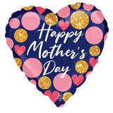 Happy Mother's Day Navy & Glitter Dots Jumbo Foil Balloon 71cm Each