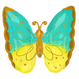 Mint & Yellow Butterfly SuperShape Foil Balloon 63cm x 63cm Each