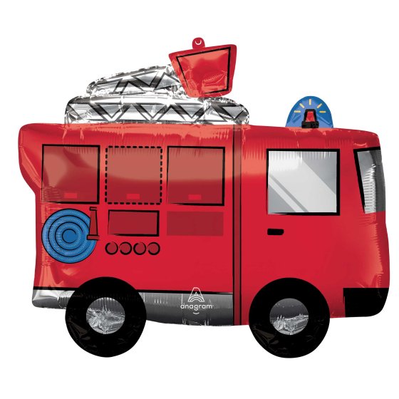 Fire Truck SuperShape Foil Balloon 66cm x 55cm Each