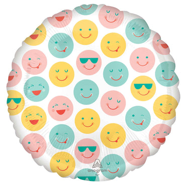Smiley Faces Foil Balloon 45cm Each