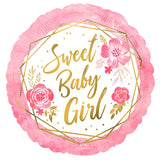 Sweet Baby Girl Floral Geo Foil Balloon 45cm Each