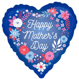 Happy Mother's Day Blue Artful Florals Foil Balloon 45cm Each