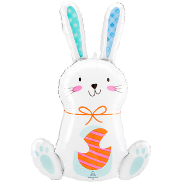 White Funny Bunny SuperShape Foil Balloon 53cm x 83cm Each