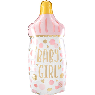 Baby Girl Bottle SuperShape Foil Balloon 33cm x 79cm Each