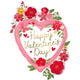 Happy Valentine's Day Floral SuperShape Foil Balloon 63cm x 86cm Each