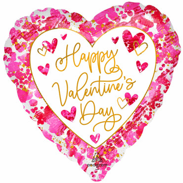 Happy Valentine's Day Heartful Foil Balloon 45cm Each