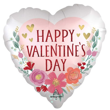 Happy Valentine's Day Romantic Flowers Foil Balloon 45cm Each