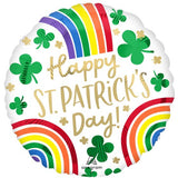 Happy St Patrick's Day Rainbows & Shamrocks Foil Balloon 45cm Each