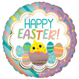 Happy Easter Chicky Stripes & Dots Foil Balloon 45cm Each