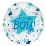 Printed Clearz It's a Boy Stars Stretchy Foil Balloon 45cm Each