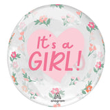 Printed Clearz It's a Girl Floral Stretchy Foil Balloon 45cm Each