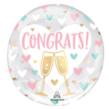 Congrats Hearts Printed Clearz Stretchy Balloon 45cm Each