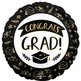 Congrats Grad Sketched Foil Balloon 45cm Each