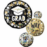 Congrats Grad Way to Go Circles & Dots Holographic SuperShape Foil Balloon 71cm x 55cm Each