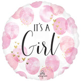 Baby Girl Pink Watercolor Foil Balloon 45cm Each