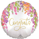 Satin Floral Congrats Foil Balloon 45cm Each