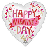 Happy Valentine's Day Satin Botanical Jumbo Shape Foil Balloon 38cm x 40cm Each