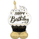 Black, Silver & Gold Birthday Wishes AirLoonz Balloon 132cm Each