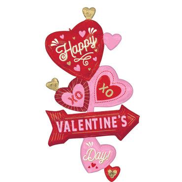 Retro Valentine's Day Arrow Giant Multi-Balloon 76cm x 132cm Each