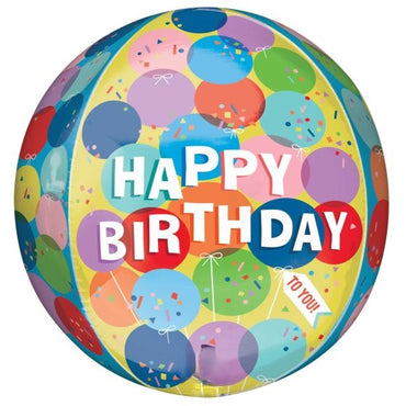 Sunny Balloons Birthday Orbz Balloon 38cm x 40cm Each