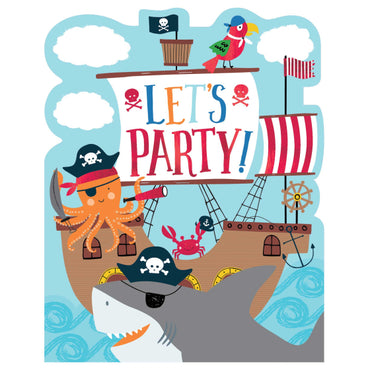 Ahoy Birthday Novelty Invitations 15cm x 12cm 8pk