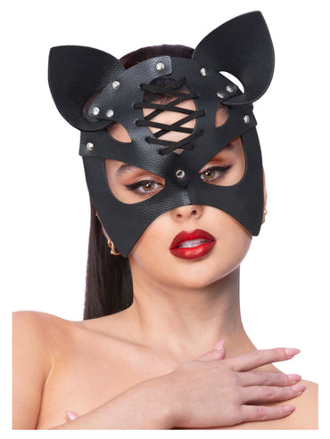 Fever Black Mock Leather Cat Mask