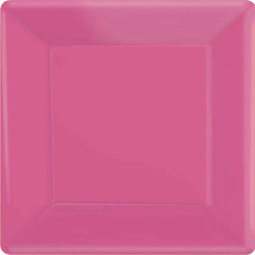 Bright Pink Square Paper Plates 17cm 20pk