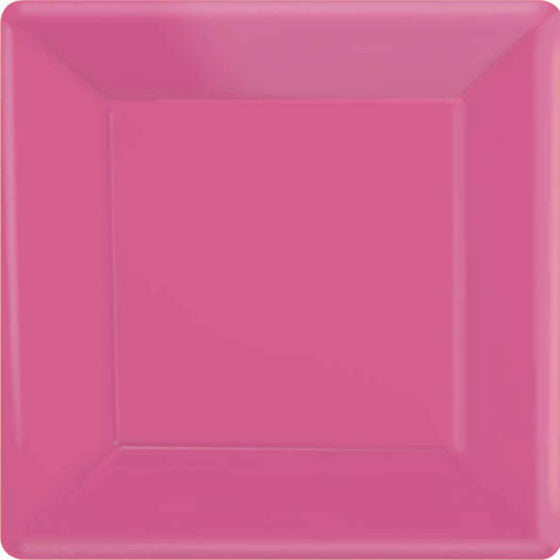 Bright Pink Square Paper Plates 17cm 20pk