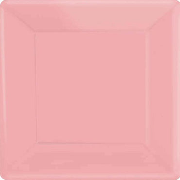 New Pink Square Paper Plates 17cm 20pk