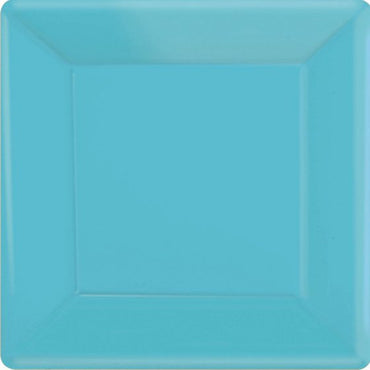 Caribbean Blue Square Paper Plates 17cm 20pk