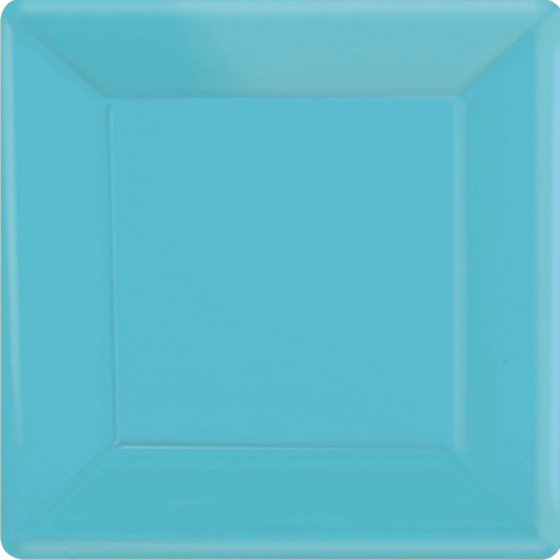 Caribbean Blue Square Paper Plates 17cm 20pk