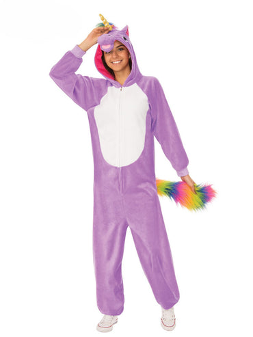 Adult Costume - Purple Unicorn Hooded Onesie Costume