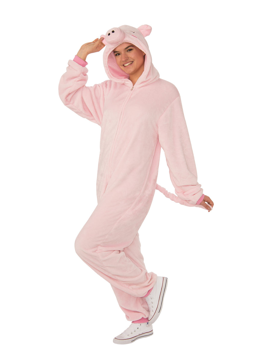 Adult Costume - Pig Furry Hooded Onesie Costume