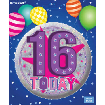 Happy 16th Birthday Badge 6cm Each