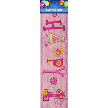 Happy 1st Birthday Girl Banner Each